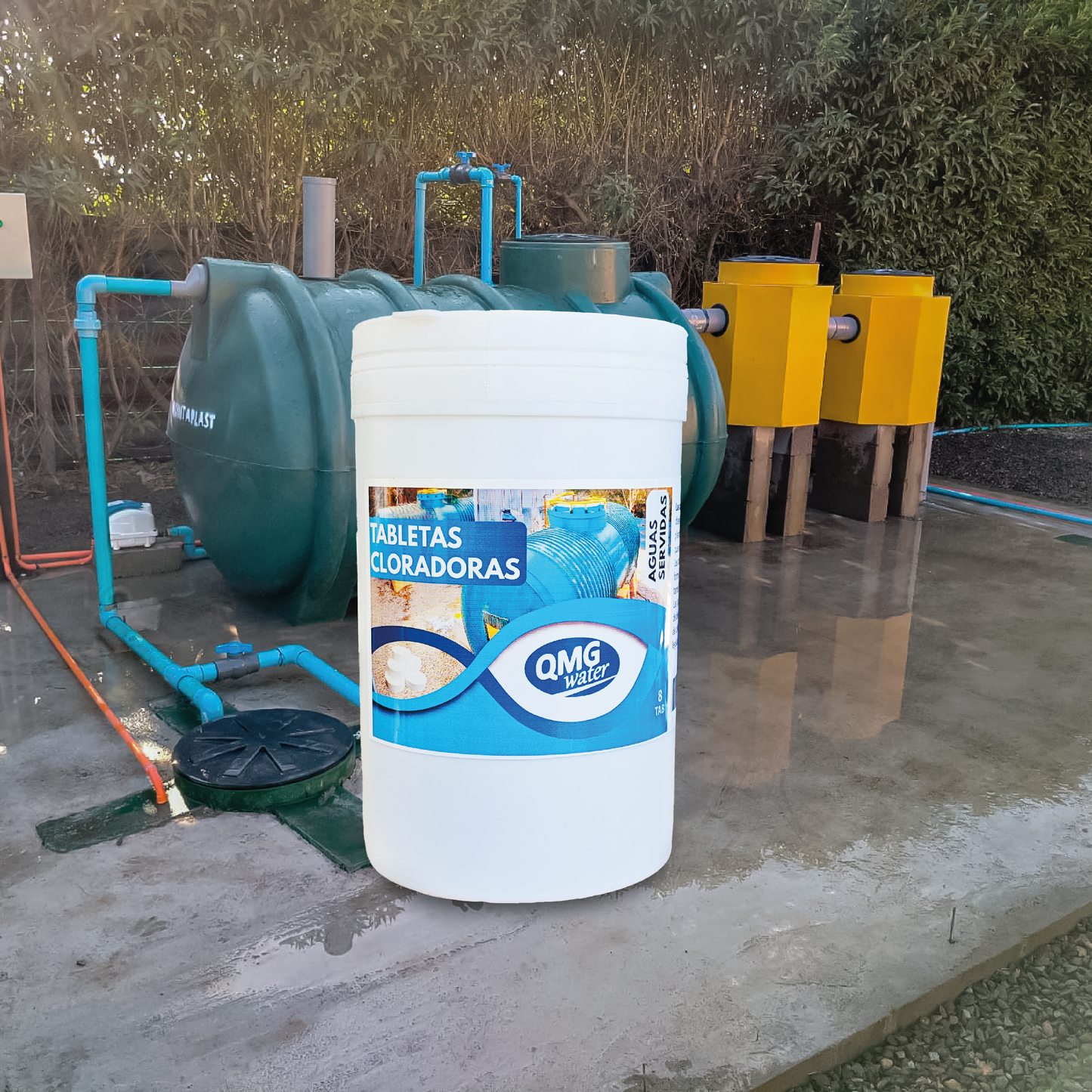 Tabletas cloradoras para Aguas servidas tarro 8 Tab Qmg Water - Ferrelibre