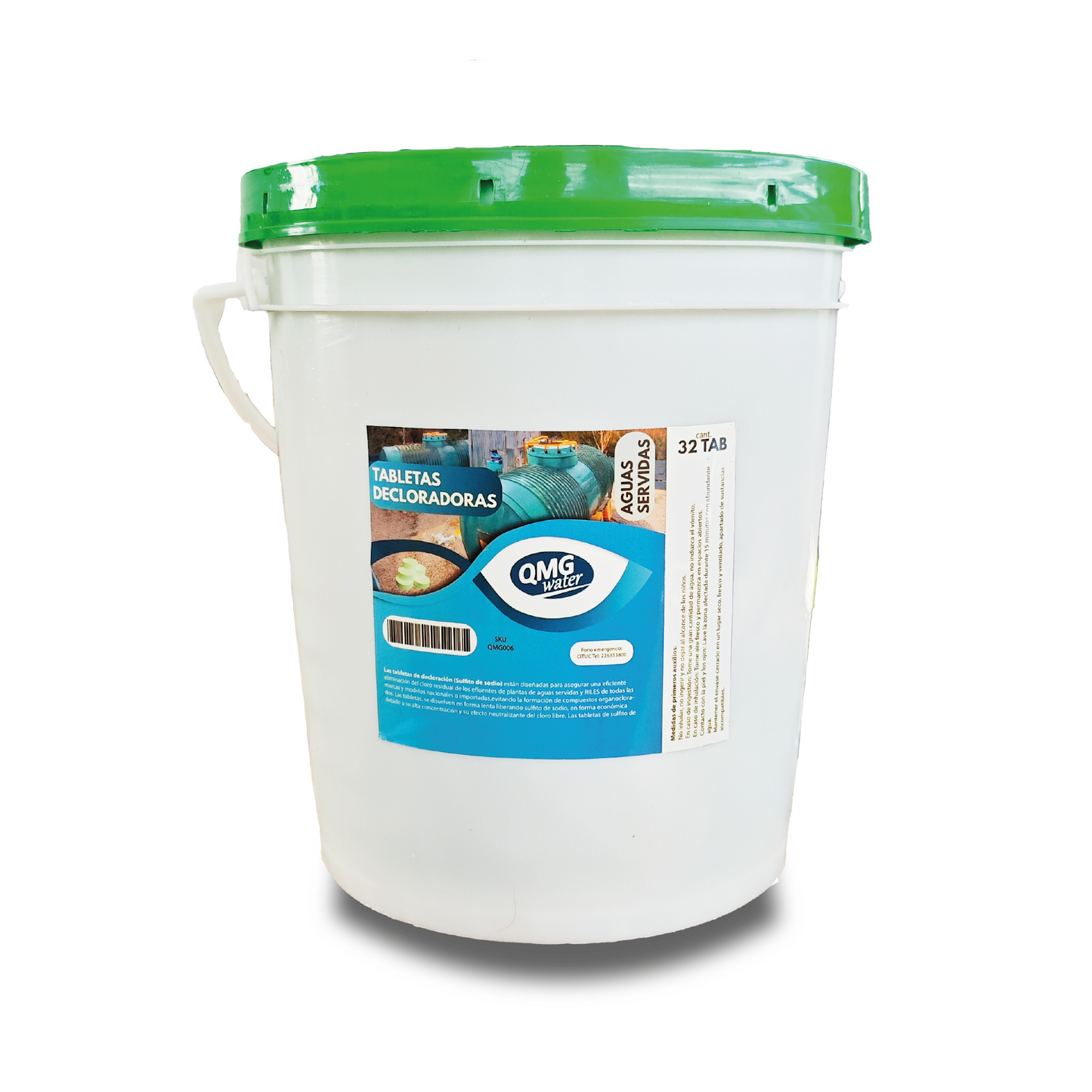 Tabletas decloradoras aguas servidas Balde 32 TAB Qmg water - Ferrelibre