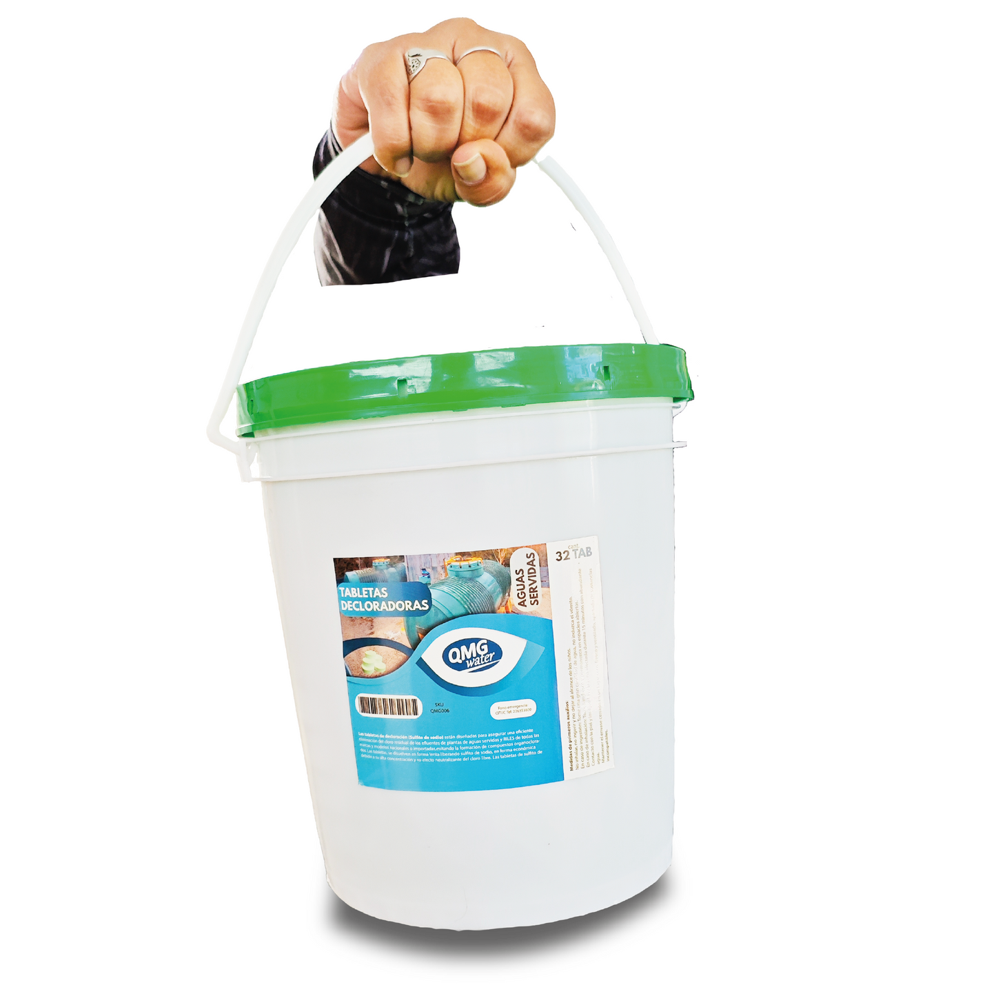 Tabletas decloradoras aguas servidas Balde 32 TAB Qmg water - Ferrelibre