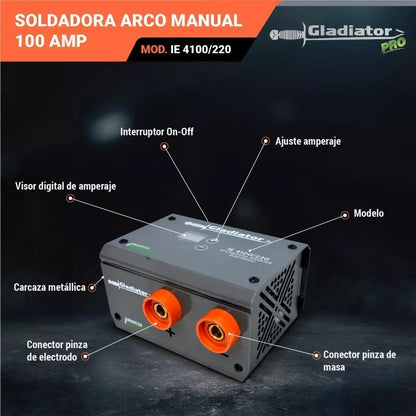 Soldadora Inverter Electrodo 100 Amp Mini Gladiator IE4100/220 - Ferrelibre