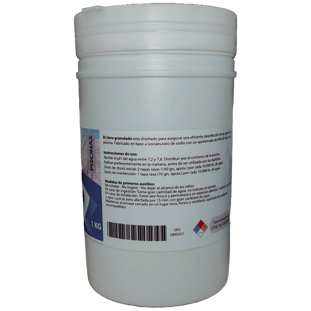 Cloro granulado piscina 1KG Qmg water - Ferrelibre