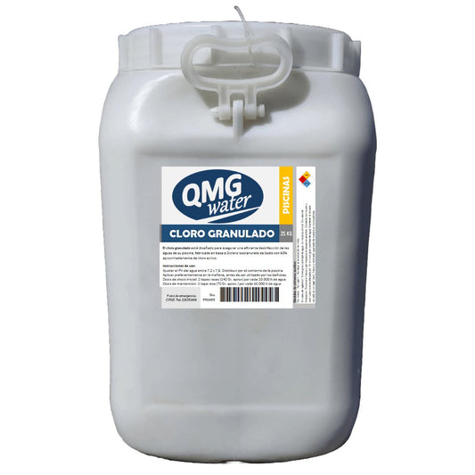 Cloro granulado piscina cuñete 25kg Qmg water - Ferrelibre