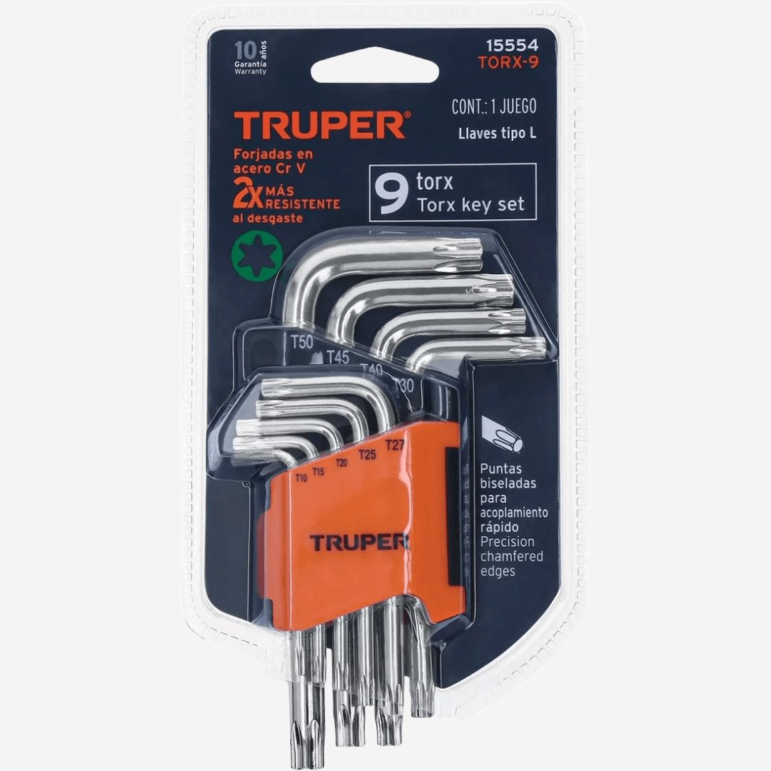 Juego. Llave S Torx 9 Piezas Truper 15554 TORX - 9 M.6 - Ferrelibre