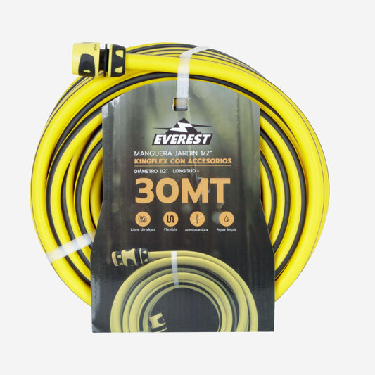 Manguera de Jardín 1/2” KingFlex 30 Metros con Accesorios Everest - Ferrelibre